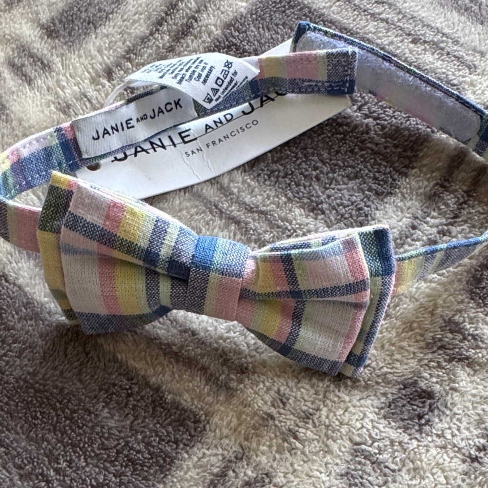 Janie and Jack Pastel Plaid Bow Tie in Pink, Blue, Yellow, Cream